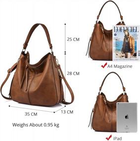 img 1 attached to Women'S Faux Leather Designer Hobo Bag, Large Bucket Purse For Ladies