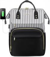 backpack teacher waterproof anti theft black pinstripe logo