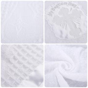 img 2 attached to White Christening Baptism Receiving Blanket For Newborns - Unisex Baby Shawl With Embroidered Cross - Ideal For Boys And Girls By Booulfi