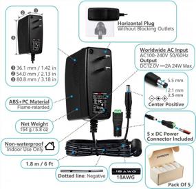 img 2 attached to 5-Pack Chanzon 12V 2A 24W UL Перечисленный AC DC Импульсный адаптер питания для камеры видеонаблюдения Светодиодные ленты