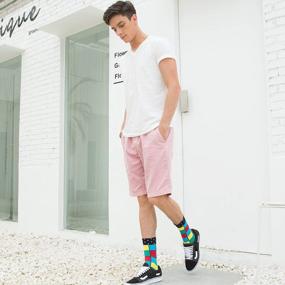 img 2 attached to 🧦 WeciBor Men's Colorful Fancy Novelty Funny Crew Socks - Cool and Comfy Casual Pack!