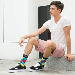 img 3 attached to 🧦 WeciBor Men's Colorful Fancy Novelty Funny Crew Socks - Cool and Comfy Casual Pack!