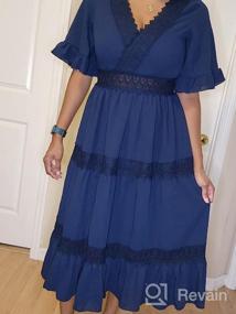 img 7 attached to Boho Chic With Pockets: MITILLY'S Summer Midi Dress With Lace Trim And Ruffle Sleeves