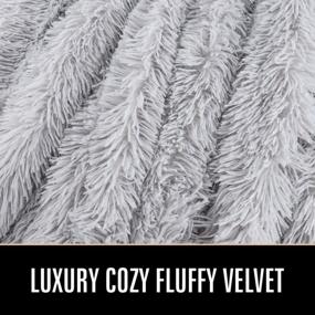 img 2 attached to Get Cozy And Comfy With LOCHAS Super Soft Shaggy Faux Fur Blanket In Light Grey - Perfect For Couch, Bed, And Sofa!
