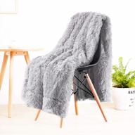 get cozy and comfy with lochas super soft shaggy faux fur blanket in light grey - perfect for couch, bed, and sofa! logo