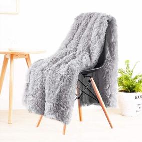 img 4 attached to Get Cozy And Comfy With LOCHAS Super Soft Shaggy Faux Fur Blanket In Light Grey - Perfect For Couch, Bed, And Sofa!