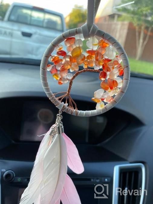 img 1 attached to Pink And White Feather Dream Catcher Car Charm With Crystal Beads review by Pamela Jefferies