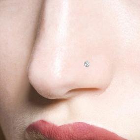 img 2 attached to Surgical Stainless Steel Nose Rings Hoops L Bone Screw Shape Nostril Piercing Jewelry Heart Flower Moon Snake Butterfly Hypoallergenic Nose Screw For Women Men (20G 22G)