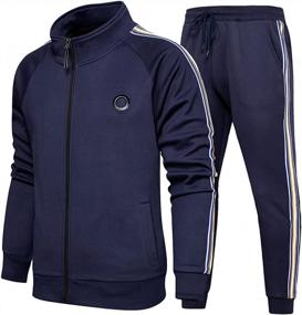 img 4 attached to Men'S Tracksuit Set Full-Zip Sweatshirt Jogger Pants Warm Sports Suit Gym Training Wear