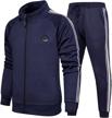 men's tracksuit set full-zip sweatshirt jogger pants warm sports suit gym training wear logo