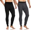 men's midweight waffle knit thermal underwear pants, long johns for winter cold weather, 2 pack with fly logo