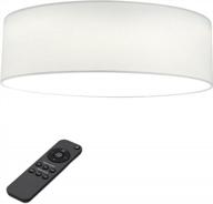 💡 navaris 15.75" white flush mount ceiling light - drum lamp shade led fixture with remote control for bedroom, living room, kitchen logo