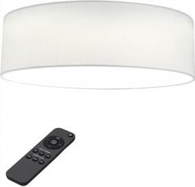 img 2 attached to 💡 Navaris 15.75" White Flush Mount Ceiling Light - Drum Lamp Shade LED Fixture with Remote Control for Bedroom, Living Room, Kitchen