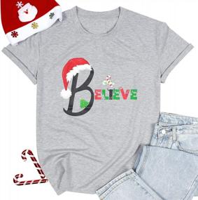 img 2 attached to EGELEXY Merry Christmas Shirt For Women Xmas Short Sleeve Tops Casual Crew Neck Shirts Tee