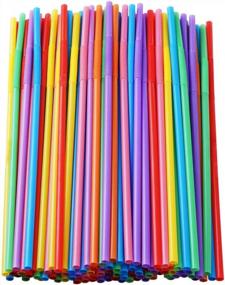 img 4 attached to Pack Of 100 Vibrantly Colored Long Plastic Straws With Flexible Design (0.23" Diameter X 10.2" Length) - Perfect For Parties And Events