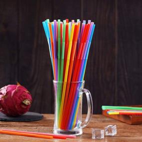 img 1 attached to Pack Of 100 Vibrantly Colored Long Plastic Straws With Flexible Design (0.23" Diameter X 10.2" Length) - Perfect For Parties And Events