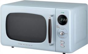 img 3 attached to Winia WOR07R3ZEL 0.7 Cu. Ft Retro Microwave, City Blue