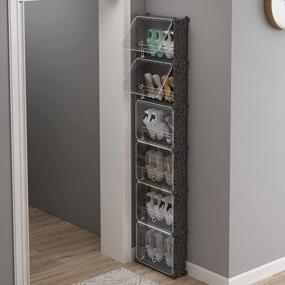 img 4 attached to MAGINELS 6 Tier Shoe Rack Organizer W/ Cover: Slim Storage Cabinet For Closet, Entryway & Behind The Door