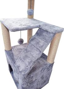 img 2 attached to Xin Three Layer Cat Tree: Big Cat Condo, Hanging Balls & Grey Design