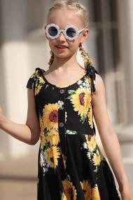 img 3 attached to ALISISTER Summer Sleeveless Dress For Girls: Shoulder Strap Tie Sundress With Buttons, 6-12 Years