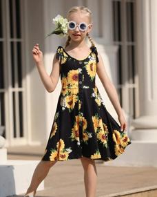 img 2 attached to ALISISTER Summer Sleeveless Dress For Girls: Shoulder Strap Tie Sundress With Buttons, 6-12 Years
