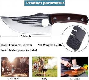 img 2 attached to KOPALA 5.9-Inch Carbon Steel Quality Boning Knife Multipurpose Cleaver Kitchen Knives For Cooking, Camping, Grill With Leather Sheath