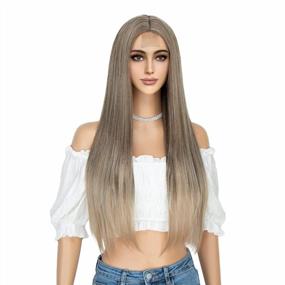 img 2 attached to K'Ryssma Blonde Ombre Long Straight Synthetic Wig 22In Шелковый пробор посередине