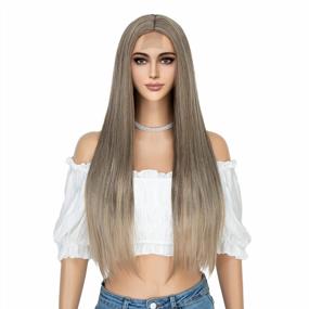 img 4 attached to K'Ryssma Blonde Ombre Long Straight Synthetic Wig 22In Silk Middle Parting