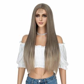 img 3 attached to K'Ryssma Blonde Ombre Long Straight Synthetic Wig 22In Silk Middle Parting
