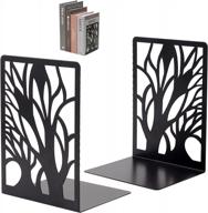 2pcs jielisi tree design bookends - heavy duty non-skid home office library shelf holder 7 x 4.7 x 3.5'' logo