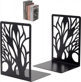 img 4 attached to 2Pcs JIELISI Tree Design Bookends - Heavy Duty Non-Skid Home Office Library Shelf Holder 7 X 4.7 X 3.5''
