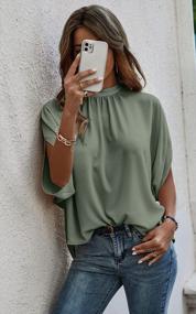 img 1 attached to Stay Cool And Chic This Summer With Angashion'S Self-Tie Drape Tunic Blouses For Women