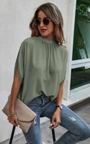 img 3 attached to Stay Cool And Chic This Summer With Angashion'S Self-Tie Drape Tunic Blouses For Women