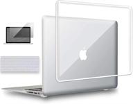 ueswill 3in1 hard shell чехол для 2010-2017 macbook air 13 дюймов a1466 / a1369 + крышка клавиатуры и защитная пленка для экрана, прозрачный глянцевый кристально чистый логотип