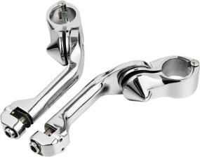 img 2 attached to 🏍️ Highway Foot Pegs for Harley Davidson - TCMT 32mm 1.25" Chrome Long Angled Engine Guard (Includes 2 X Chrome Mounting Clamps)