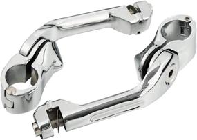 img 3 attached to 🏍️ Highway Foot Pegs for Harley Davidson - TCMT 32mm 1.25" Chrome Long Angled Engine Guard (Includes 2 X Chrome Mounting Clamps)