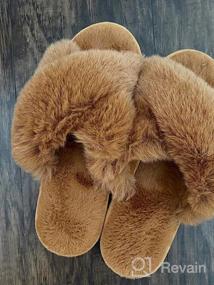 img 7 attached to Women'S Fuzzy Soft Plush House Slippers - Warm Cozy Open Toe Fluffy Home Shoes For Winter Indoor/Outdoor Slip On Breathable