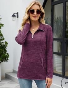 img 2 attached to AKEWEI Women'S Stand Collar Quarter Zip Pullover Sweatshirt Long Sleeve Tops With Pockets