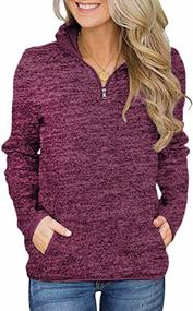img 4 attached to AKEWEI Women'S Stand Collar Quarter Zip Pullover Sweatshirt Long Sleeve Tops With Pockets