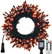 🎃 66ft 200 led orange halloween lights, plug in waterproof christmas string lights with remote control, 8 lighting modes fairy twinkle lights for outdoor indoor holiday wedding party decorations - black wire логотип