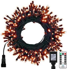 img 4 attached to 🎃 66Ft 200 LED Orange Halloween Lights, Plug in Waterproof Christmas String Lights with Remote Control, 8 Lighting Modes Fairy Twinkle Lights for Outdoor Indoor Holiday Wedding Party Decorations - Black Wire