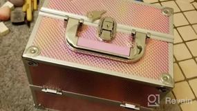 img 8 attached to Portable Makeup Train Case With 4 Trays And Lockable Divider - Aluminum Cosmetic Box For Makeup Artists And Crafters - Silver Floral Design