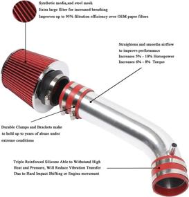 img 3 attached to High Performance 3 Inch Intake Pipe Cold Air Intake with Filter for 2003-2006 Infiniti FX35 G35 & Nissan 350Z 3.5L V6 (Red)