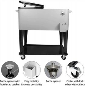 img 1 attached to 80 Quart Rolling Cooler Cart With Bottle Opener - Perfect For Outdoor Patio Deck Parties