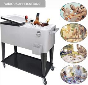 img 3 attached to 80 Quart Rolling Cooler Cart With Bottle Opener - Perfect For Outdoor Patio Deck Parties