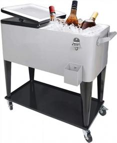 img 4 attached to 80 Quart Rolling Cooler Cart With Bottle Opener - Perfect For Outdoor Patio Deck Parties