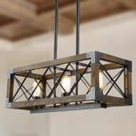3-light rectangular wood farmhouse chandelier for dining room and kitchen island - laluz логотип