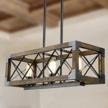 3-light rectangular wood farmhouse chandelier for dining room and kitchen island - laluz logo