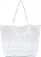 women's hoxis mesh beach tote shoulder handbag logo