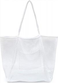 img 4 attached to Women'S HOXIS Mesh Beach Tote Shoulder Handbag